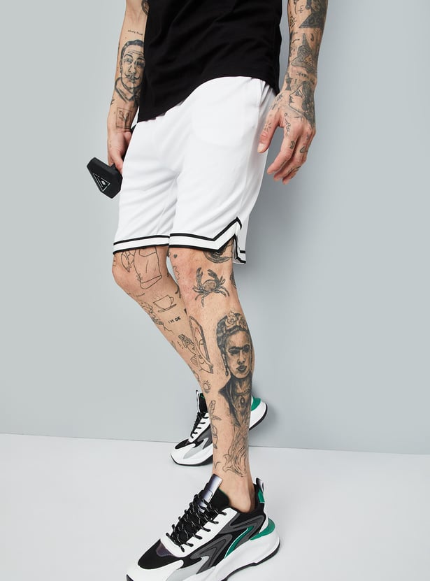 Men Athleisure Knit Shorts with Contrast Trim