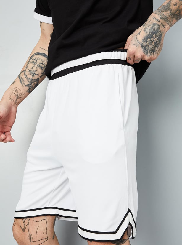 Men Athleisure Knit Shorts with Contrast Trim