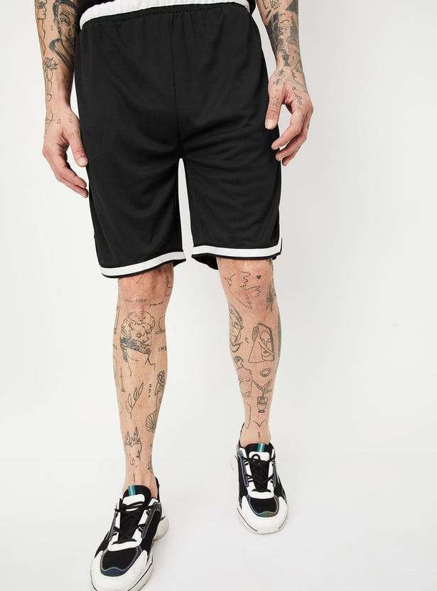 Men Athleisure Knit Shorts with Contrast Trim