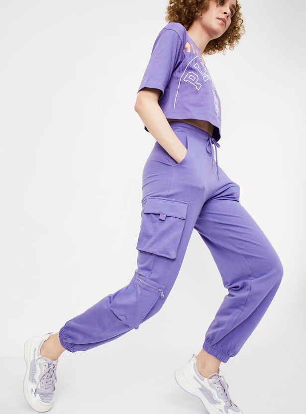 Women Solid Cargo Joggers