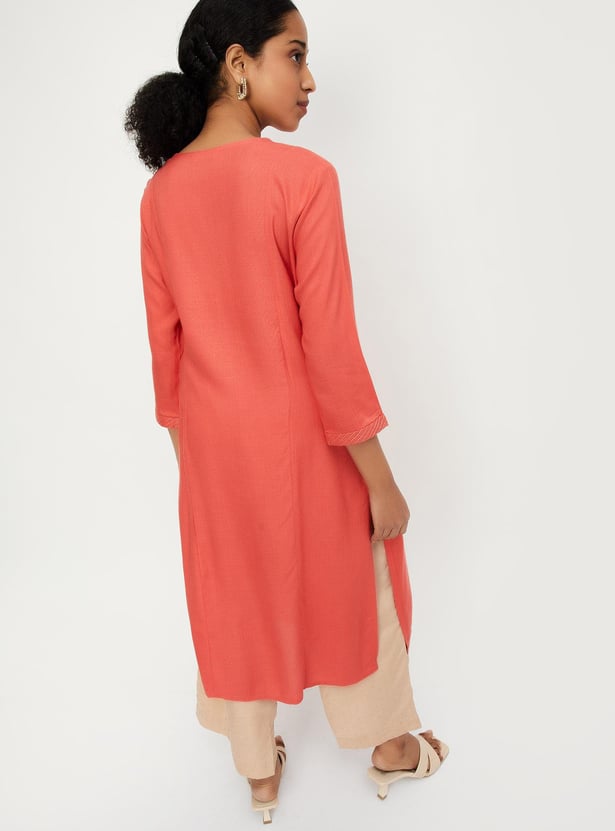 Coord Set- Graphite Rhythm Long Pintuck Yoke Kurta with Slit and Pants (set of 2)