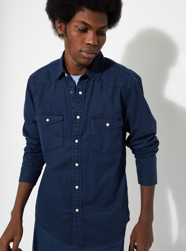 Buy Urb N Men Regular Fit Solid Flap Pocket Shirt Online At Just Rs