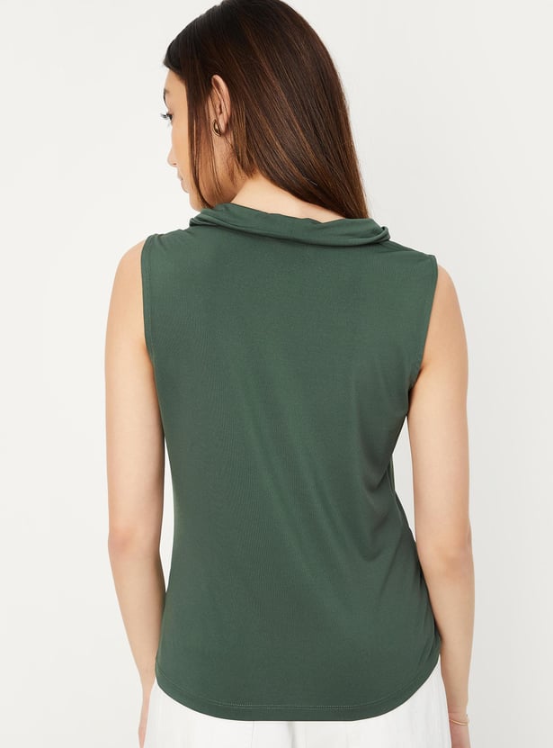 Women Solid Cowl Neck Top