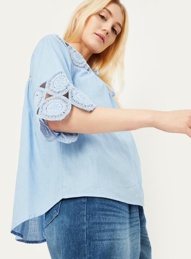 Buy Women Crochet Lace Tie-Up Top Online at just Rs. 899.0