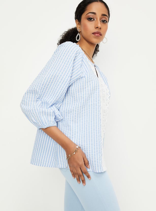 Women Striped Woven Top