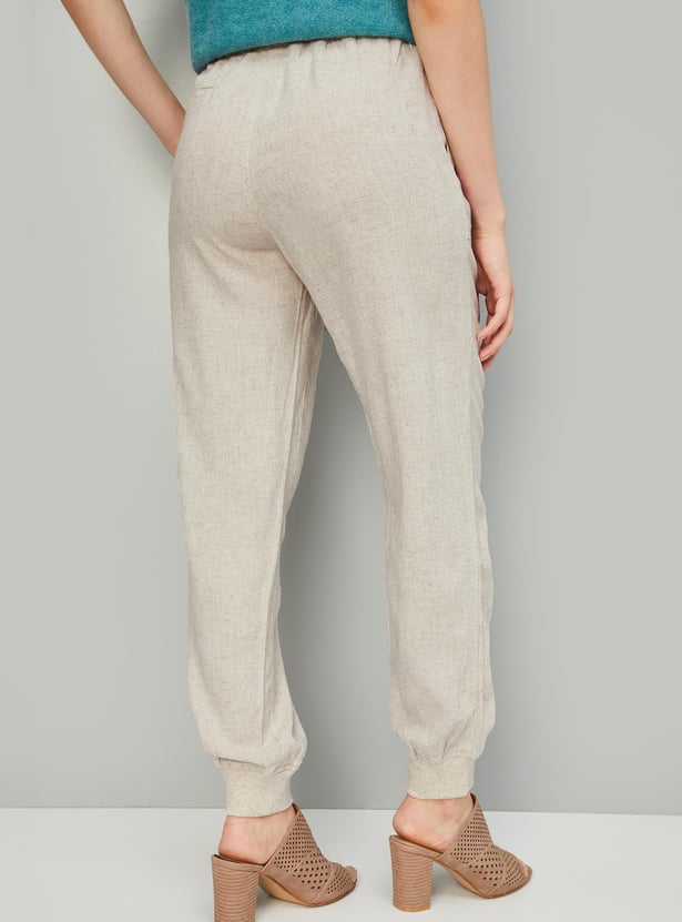 Women Solid Woven Joggers