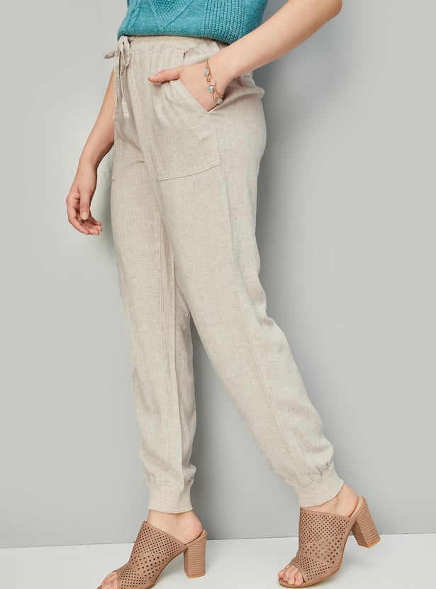 Women Solid Woven Joggers