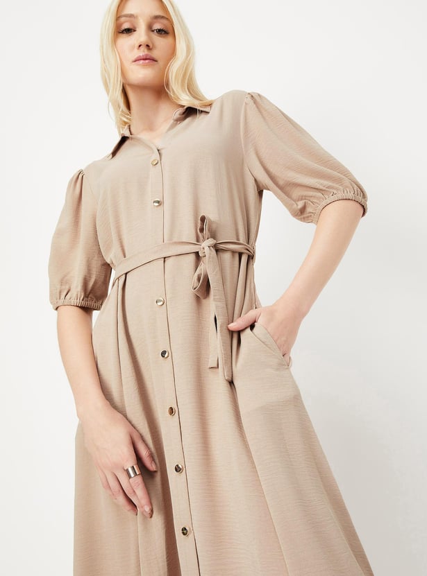 Women Solid Shirt Dress