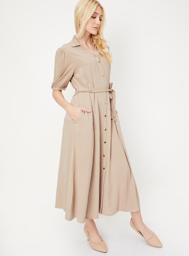 Women Solid Shirt Dress