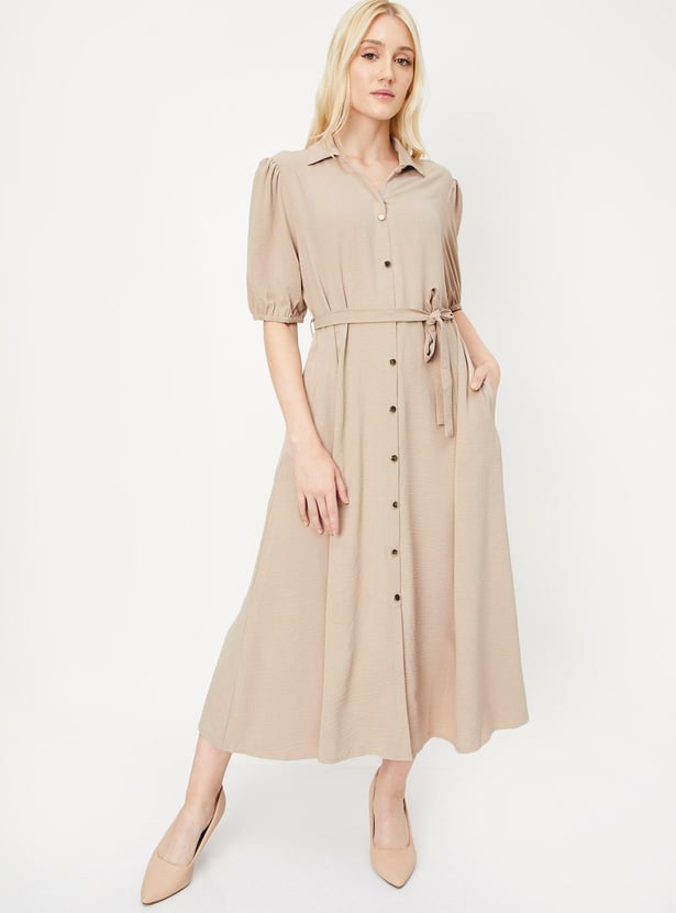 Women Solid Shirt Dress