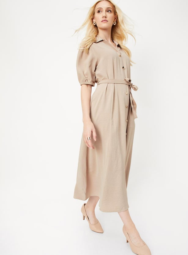 Women Solid Shirt Dress