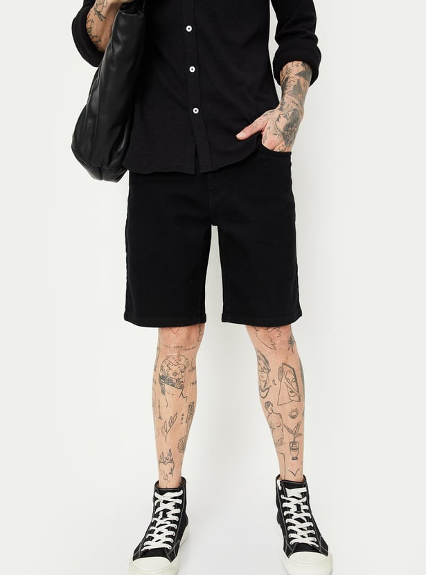 Men Faded Denim Shorts