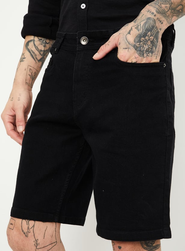 Men Faded Denim Shorts