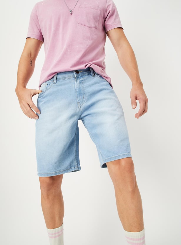 Men Faded Denim Shorts