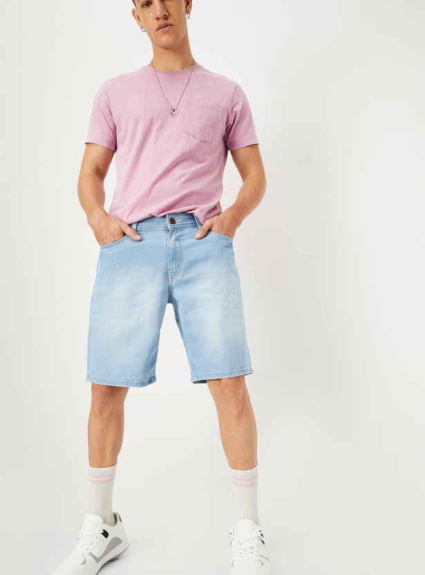 Men Faded Denim Shorts