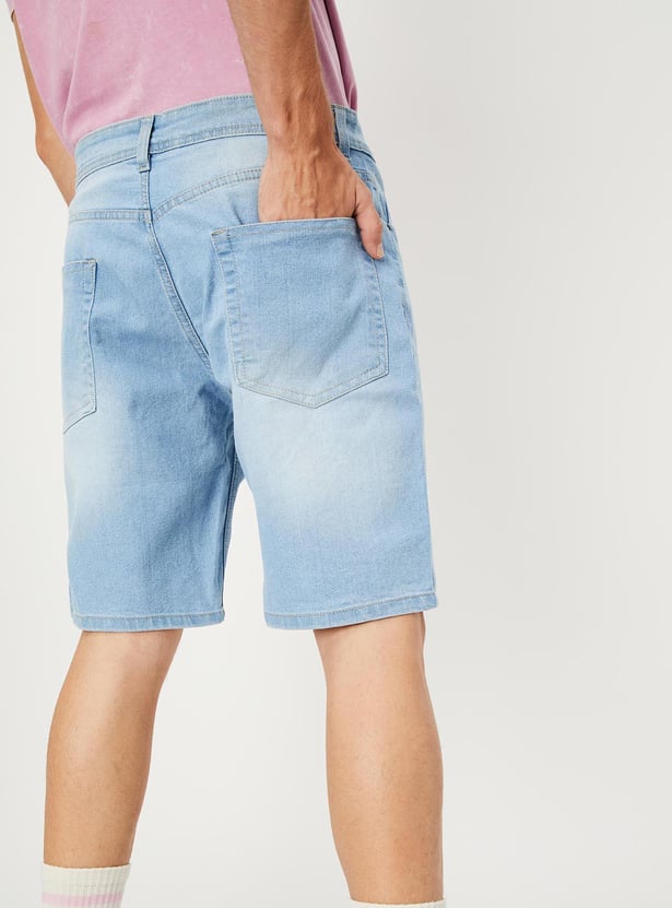 Men Faded Denim Shorts