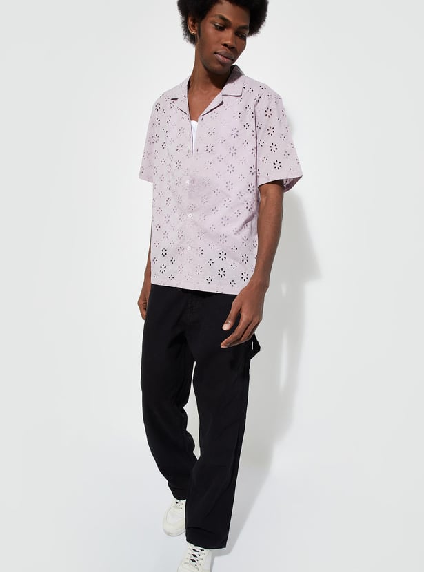 Buy URB_N Men Relaxed Fit Schiffli Resort Shirt Online at just Rs