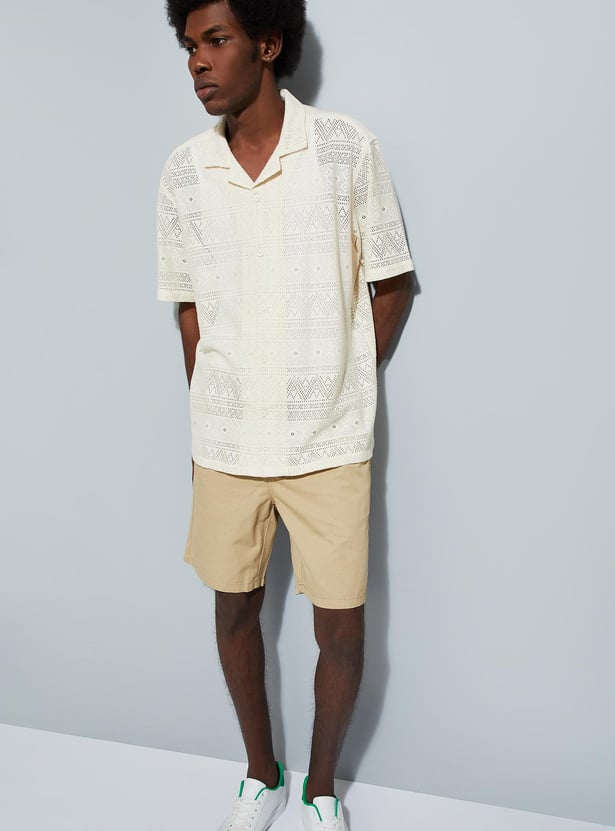 Buy URB_N Men Relaxed Fit Crochet Resort Shirt Online at just Rs