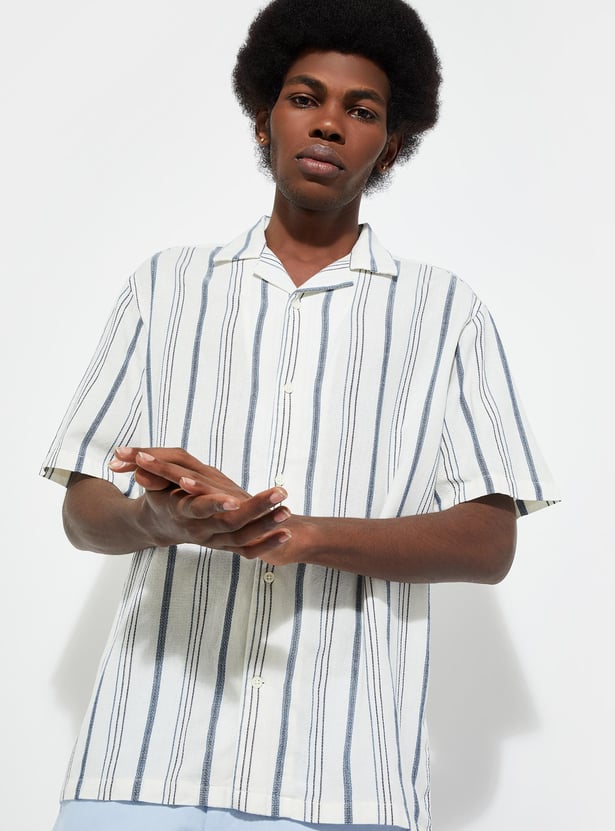 Buy URB_N Men Relaxed Fit Striped Resort Shirt Online at just Rs. 999.0