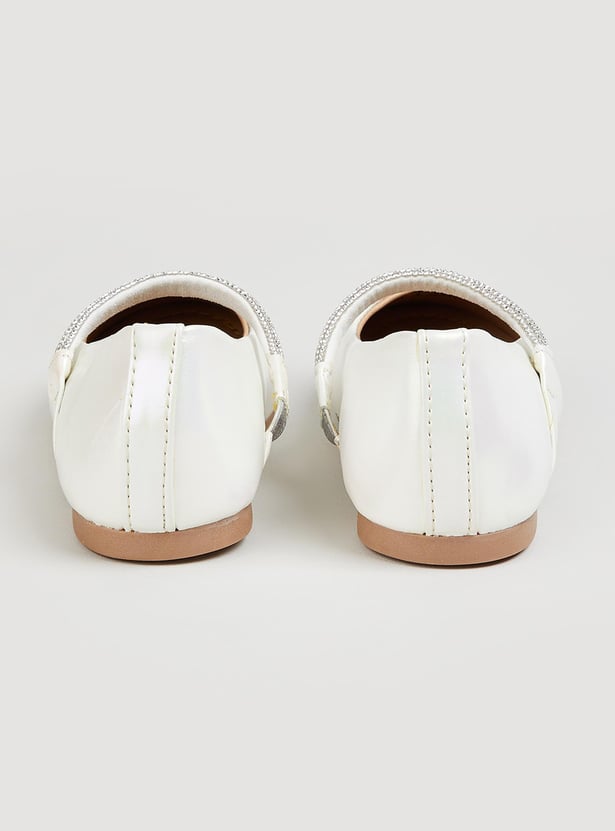 Girls Metallic Ballerinas with Embellished Strap