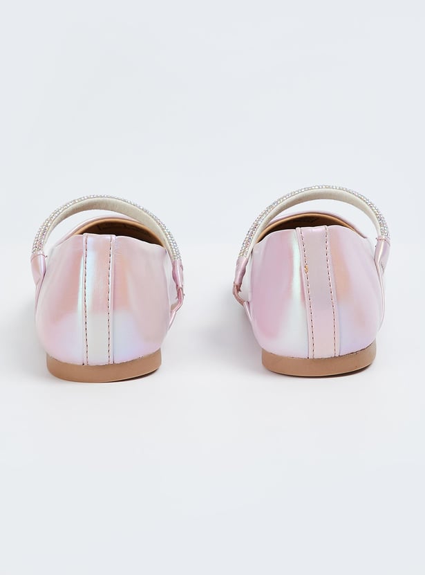 Girls Metallic Ballerinas with Embellished Strap