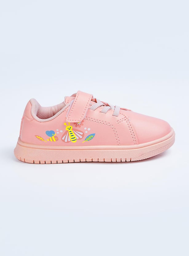 Girls Printed Velcro Strap Casual Shoes