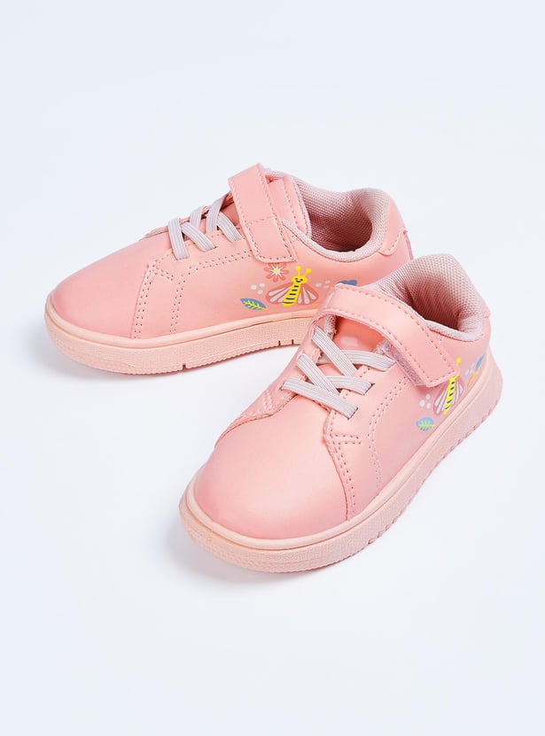 Girls Printed Velcro Strap Casual Shoes