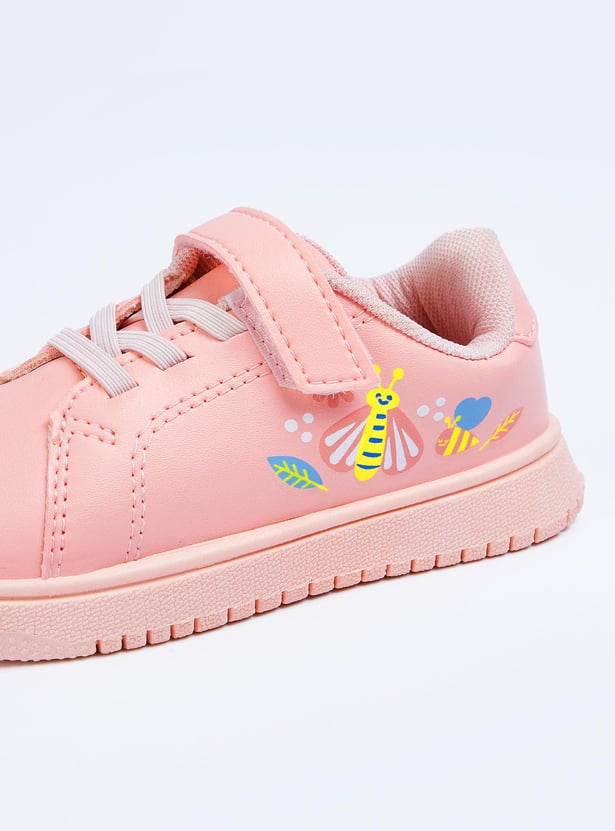 Girls Printed Velcro Strap Casual Shoes