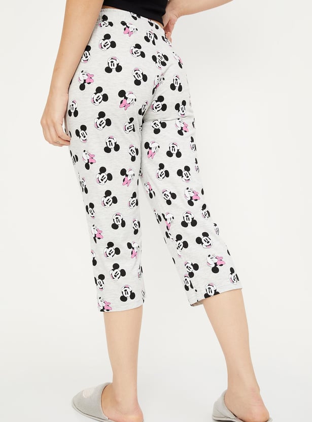 Women Mickey & Minnie Mouse Print Capris