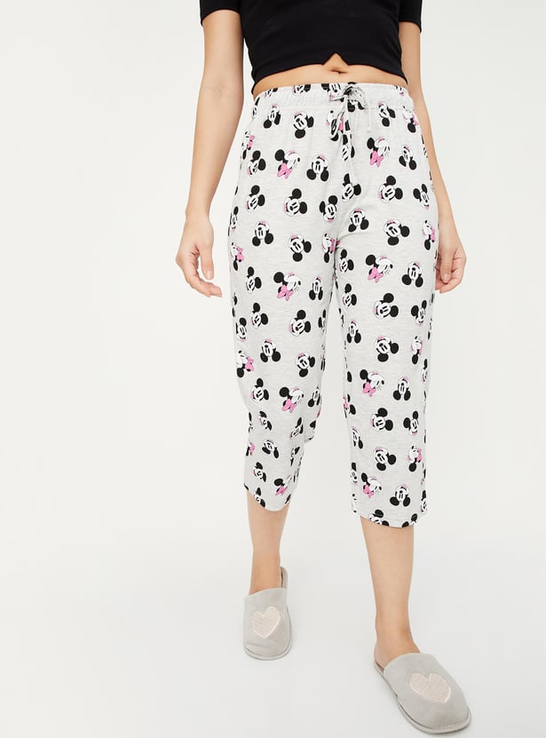 Women Mickey & Minnie Mouse Print Capris