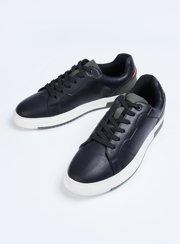 Men Solid Lace-Up Sneakers