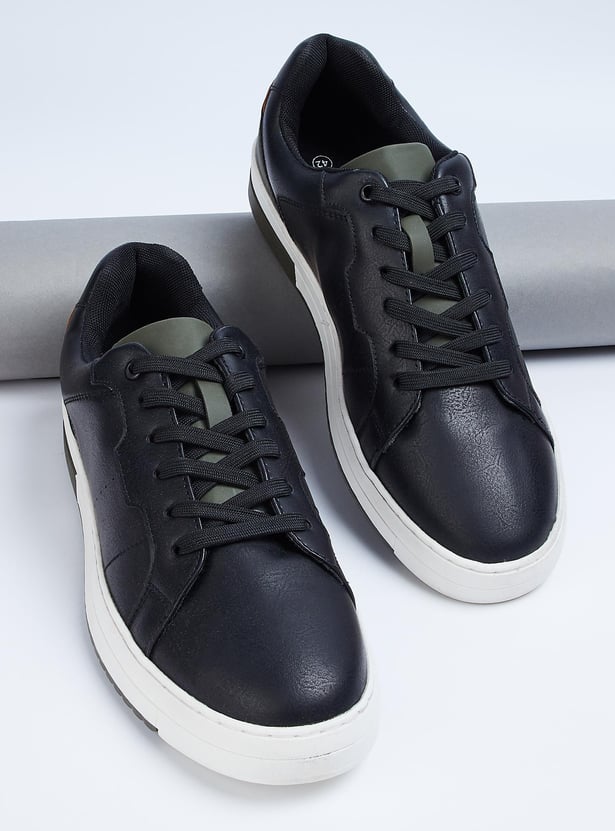 Men Solid Lace-Up Sneakers