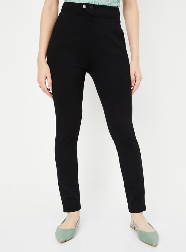 Women Solid Ponte Knit Treggings