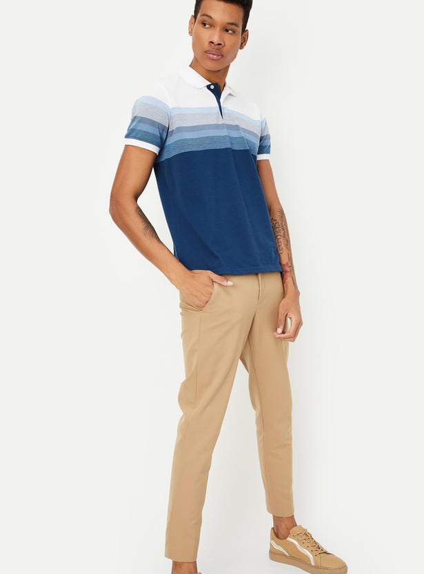 Men Slim Fit Striped Polo T-shirt