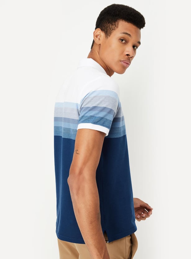Men Slim Fit Striped Polo T-shirt