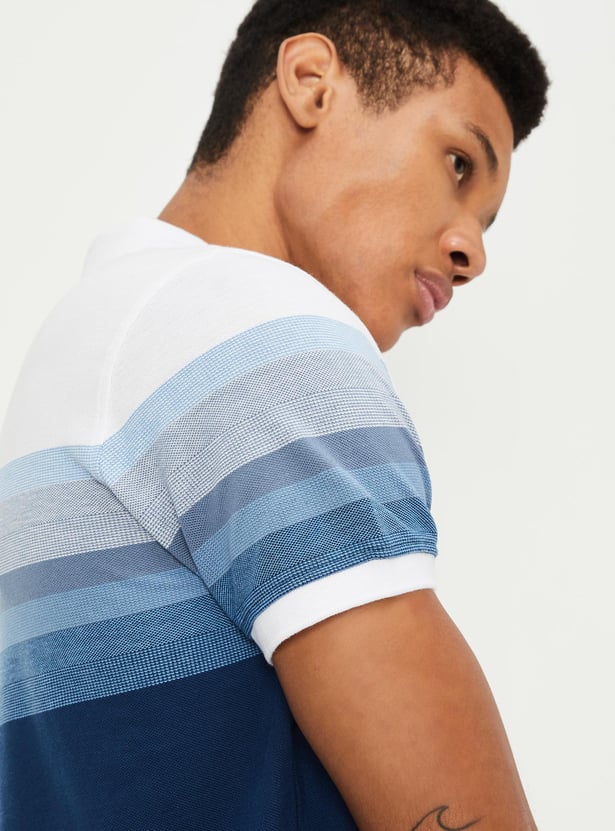 Men Slim Fit Striped Polo T-shirt