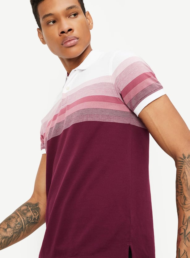 Buy Men Slim Fit Striped Polo T Shirt Online At Just Rs