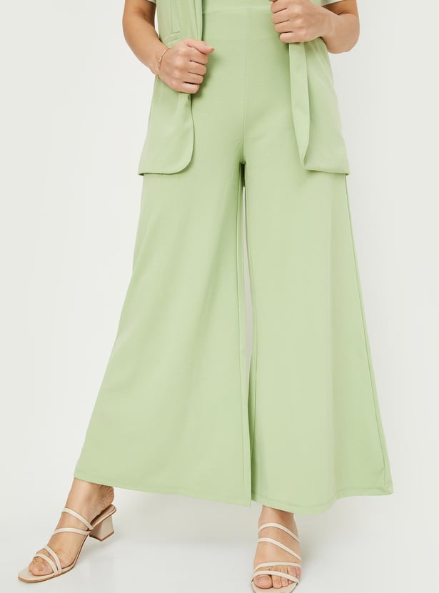 Women Solid Flared Trousers