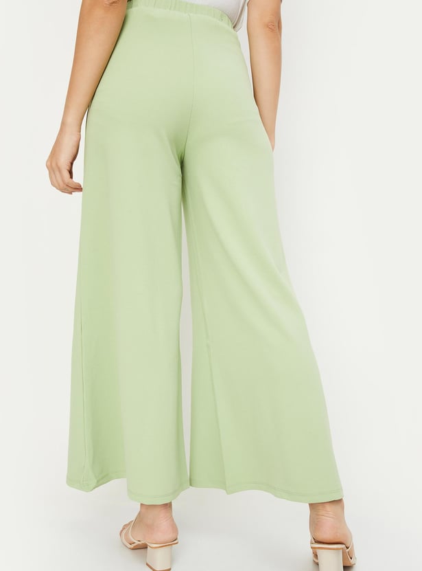 Women Solid Flared Trousers