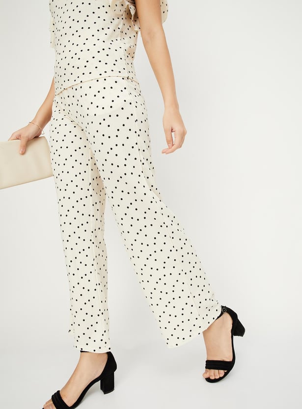 Women Polka Dot Knit Trousers