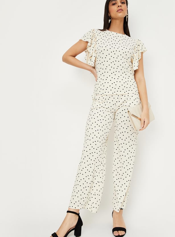 Women Polka Dot Knit Trousers