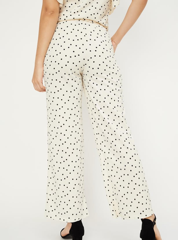 Women Polka Dot Knit Trousers