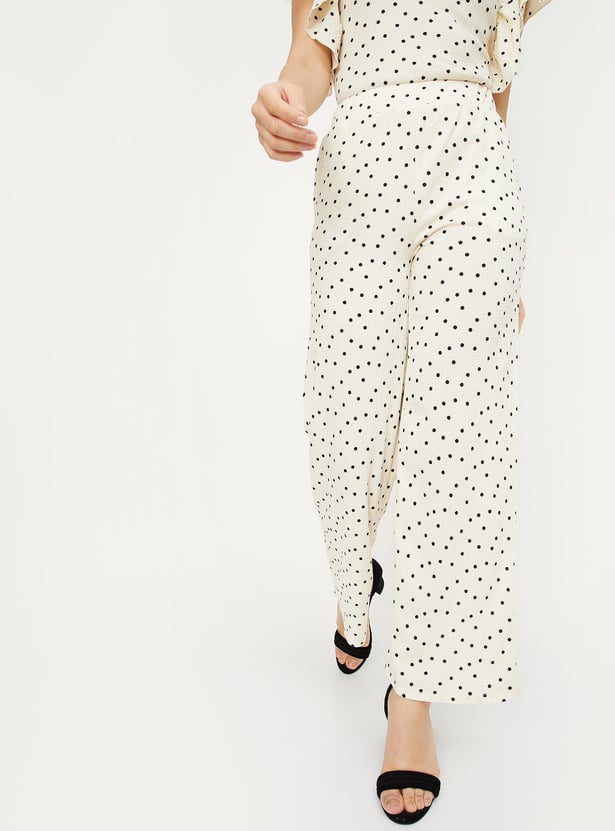 Women Polka Dot Knit Trousers