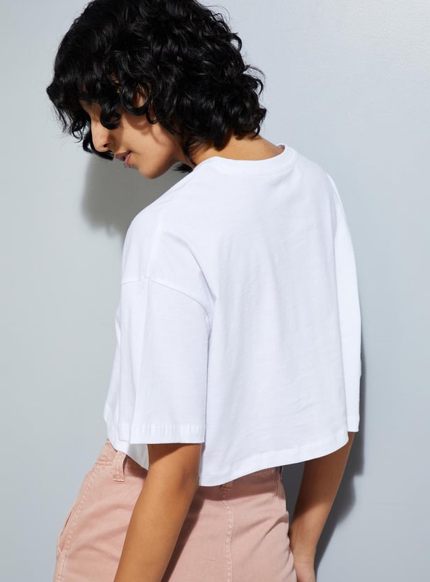 URB_N Women Sequinned Cropped T-shirt