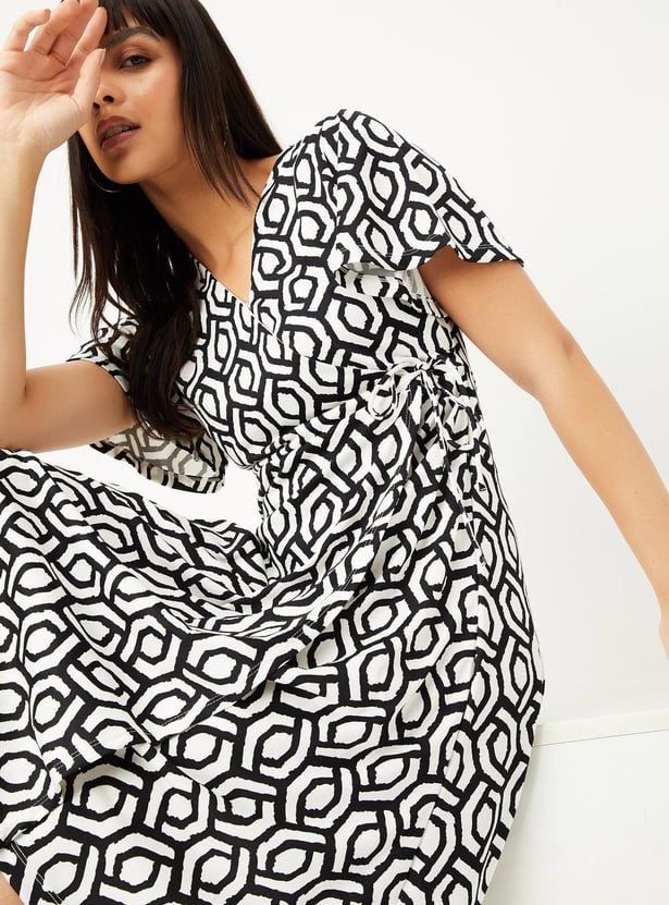 Women Printed Wrap Dress