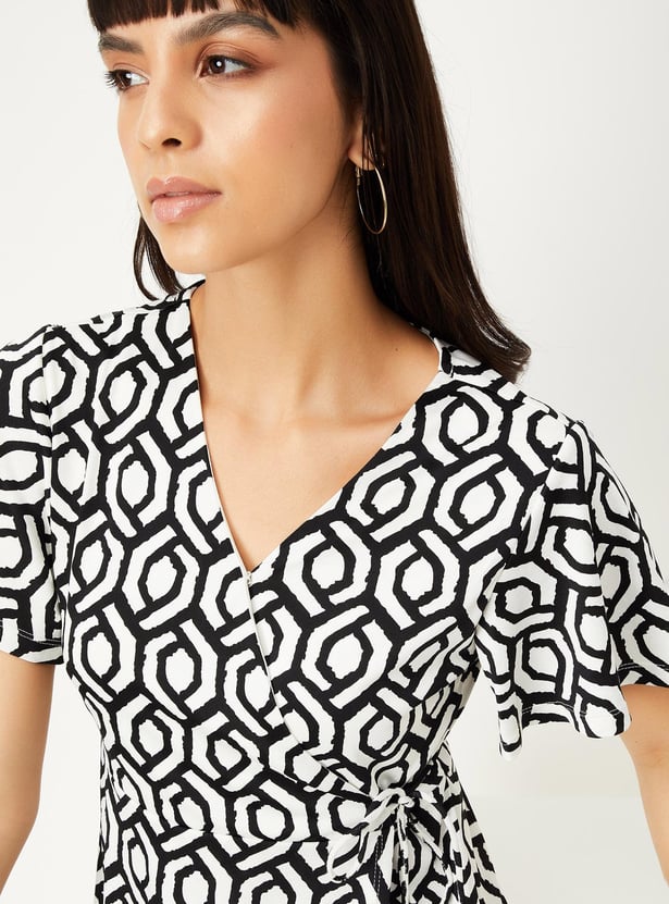 Women Printed Wrap Dress