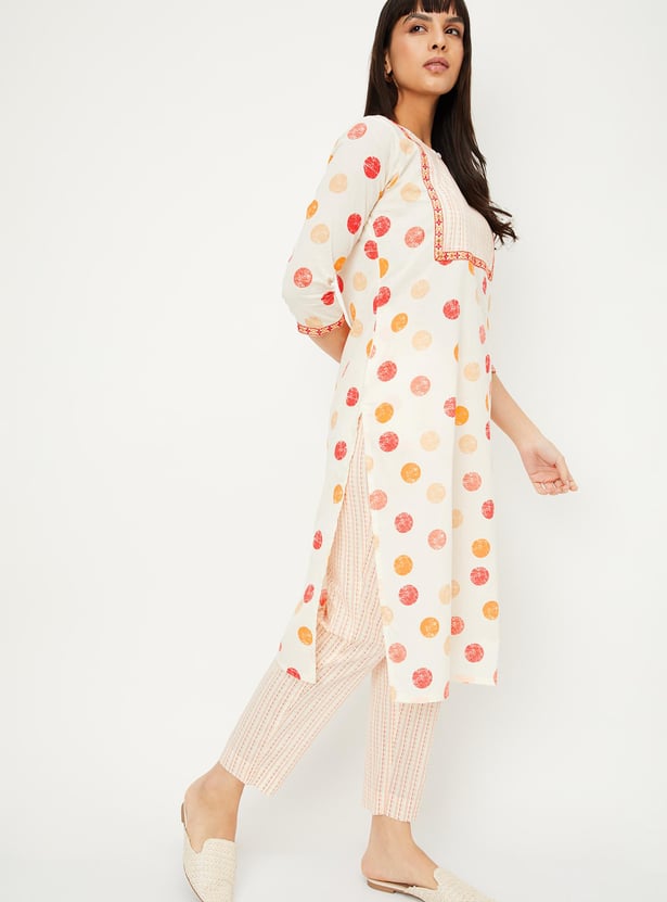 Slate Grey Multi Colored Printed Straight Kurta Set With Straight Pants main image 1