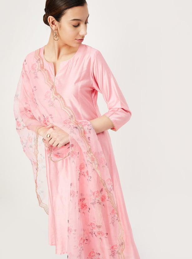 HANI - DAISY IVORY WITH BLUE A-LINE KURTA WITH SALWAR AND DUPATTA main image 1