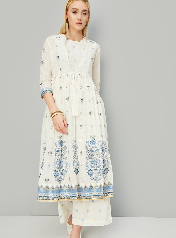 Women Printed Layered Kurta Set