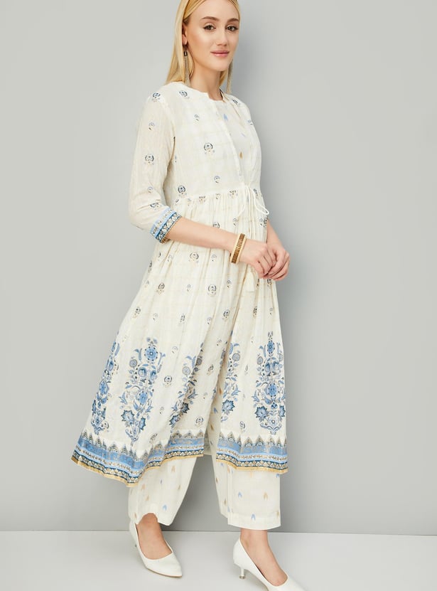 Women Printed Layered Kurta Set